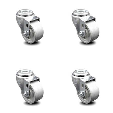 Semi Steel Cast Iron Swivel Bolt Hole Caster Set of 4 w/3" x 1.25" Silver Wheels - Includes 4 Swivel - 1200 lbs Total Capacity - Service Caster Brand
